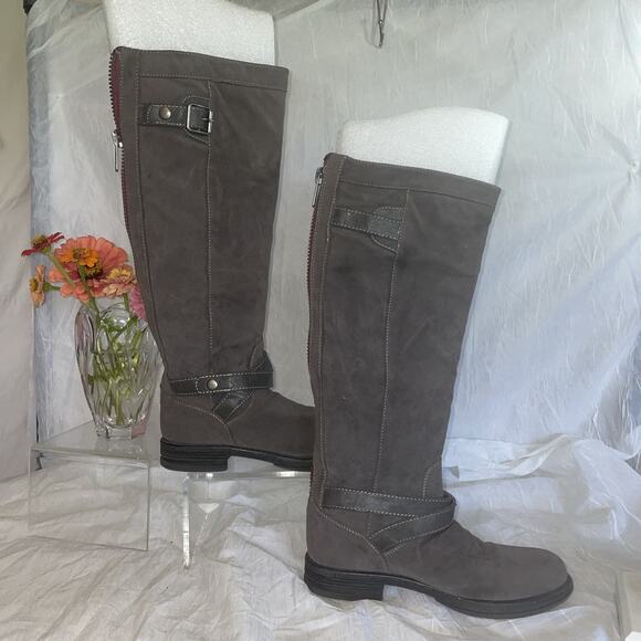 Madden Girl Zuzu Back Zip Faux Suede Knee High Boots 7M Tough Industrial Chic - Picture 3 of 11